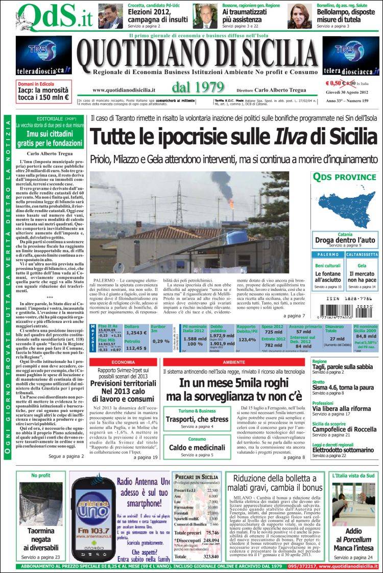 Le prime pagine di giovedì 30 agosto 2012 Il Post Le prime pagine di giovedì 30 agosto 2012 Il Post