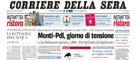 Le prime pagine di mercoledì 8 agosto 2012