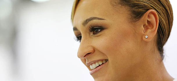 LONDON, ENGLAND - AUGUST 08: Olympic Gold Medalist and Olay Ambassador Jessica Ennis of Great Britain receives a make over at the P&amp;G Salon at the Wella Studio on August 8, 2012 in London, England. (Photo by Miles Willis/Getty Images for P&amp;G)