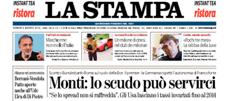 Le prime pagine di giovedì 2 agosto 2012