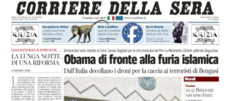 Le prime pagine di venerdì 14 settembre 2012