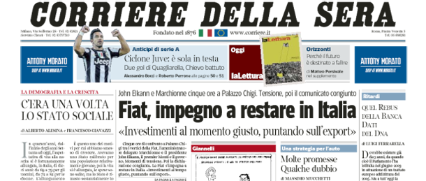 Le prime pagine di domenica 23 settembre 2012