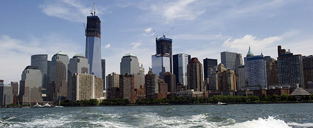 A view of lower Manhattan July 5, 2012 in New York. World Trade Center One (L of center) is the lead building of the new World Trade Center complex in Lower Manhattan. AFP PHOTO/DON EMMERT (Photo credit should read DON EMMERT/AFP/GettyImages)