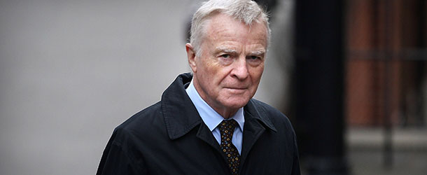 LONDON, ENGLAND - NOVEMBER 21: Max Mosley arrives to give evidence at The Leveson Inquiry at The Royal Courts of Justice on November 21, 2011 in London, England. 21 victims of phone hacking are appearing at the inquiry over the next five days. The inquiry is being lead by Lord Justice Leveson and is looking into the culture, practice and ethics of the press in the United Kingdom. The inquiry, which will take evidence from interested parties and may take a year or more to complete, comes in the wake of the phone hacking scandal that saw the closure of The News of The World Newspaper. (Photo by Peter Macdiarmid/Getty Images)