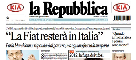 Le prime pagine di martedì 18 settembre 2012
