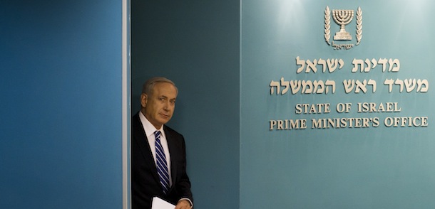 Israeli Prime Minister Benjamin Netanyahu arrives at a conference room at the Prime Minister&#8217;s office in Jerusalem, Tuesday, Oct. 9, 2012. Netanyahu has ordered new parliamentary elections in early 2013, roughly eight months ahead of schedule. (AP Photo/Bernat Armangue)
