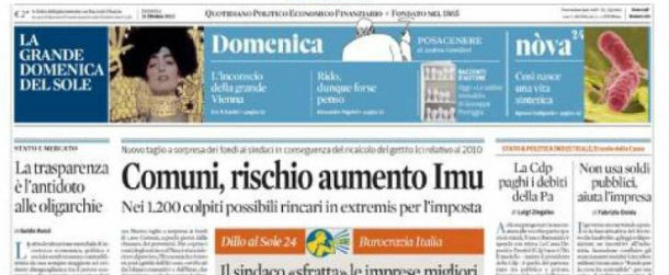 Le prime pagine di domenica 21 ottobre 2012