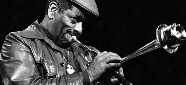 The American jazz trumpeter, composer and bandleader Dizzy (John Birks) Gillespie (1917 &#8211; 1993) playing his instrument. (Photo by Keystone/Getty Images)
