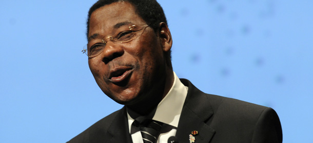 Benin President Thomas Yayi Boni addresses the 5th European Development Days (EDD) at the Square Convention Center in Brussels on December 7, 2010. EDD forum debates questions and issues pertaining to international development cooperation. The EDD are a policy forum, highlighting recent developments and important initiatives to be continued in key areas of development cooperation. AFP PHOTO / THIERRY CHARLIER (Photo credit should read THIERRY CHARLIER/AFP/Getty Images)
