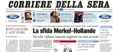 Le prime pagine di venerdì 19 ottobre 2012