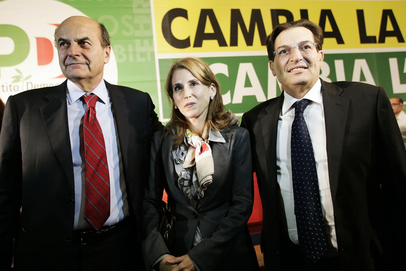 Pier Luigi Bersani, Lucia Borsellino e Rosario Crocetta. (VINCENZO LEONARDI/LA PRESSE)
