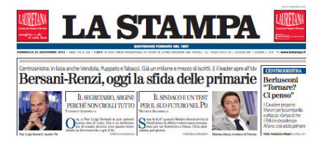Le prime pagine di domenica 25 novembre 2012