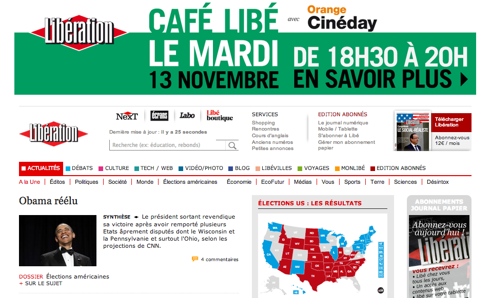 Home page vittoria Obama - Libération