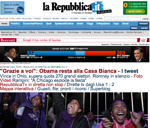 Home page vittoria Obama - Repubblica