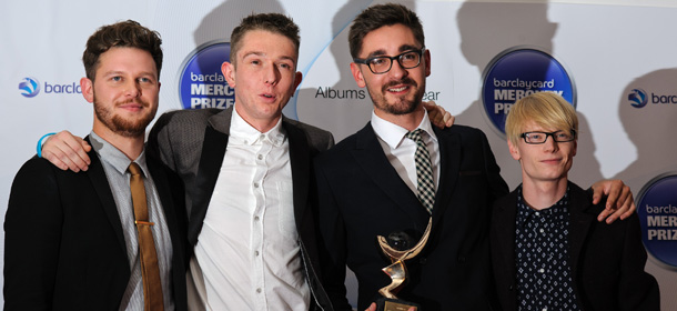 LONDON, ENGLAND &#8211; NOVEMBER 01: Joe Newman, Gwil Sainsbury, Thom Green, Gus Unger-Hamilton of Alt J win the Barclaycard Mercury Prize at The Roundhouse on November 1, 2012 in London, England. (Photo by Ben Pruchnie/Getty Images)
