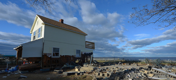 UNION BEACH, NJ &#8211; NOVEMBER 03: A house on the shore stands devastated by Superstorm Sandy on November 2, 2012 in Union Beach, New Jersey. Over 200 homes in a town of only 6,200 residents were destroyed by the storm. (Photo by Michael Loccisano/Getty Images)
