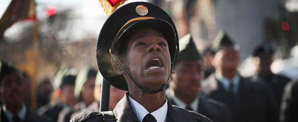 CHICAGO, IL &#8211; NOVEMBER 12: Tilden Career Community Academy High School Army Junior Reserve Officer Training Corps (JROTC) students march in the Chicago Veterans Day parade on November 12, 2012 in Chicago, Illinois. Veterans Day, held the anniversary of the signing of the armistice which ended the World War I, is celebrated to honor all veterans for their service. (Photo by Scott Olson/Getty Images)
