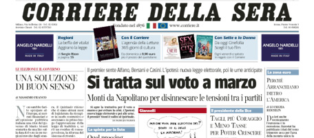 Le prime pagine di venerdì 16 novembre 2012