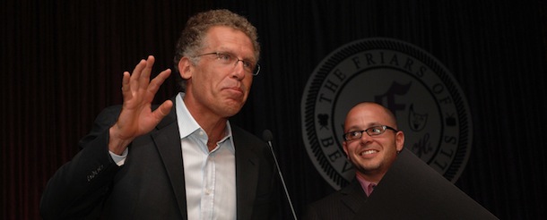 BEVERLY HILLS, CA &#8211; SEPTEMBER 10: (L-R) Writers and Emmy nominees Carlton Cuse and Damon Lindelof speak at the ATAS Writers Nominee Party at the Friars Club on September 10, 2007 in Beverly Hills, California. (Photo by Amanda Edwards/Getty Images) *** Local Caption *** Carlton Cuse;Damon Lindelof
