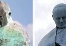 La statua restaurata di papa Wojtyla a Roma Termini