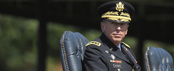 Former Commander of International Security Assistance Force and U.S. Forces-Afghanistan Gen. Davis Petraeus participates in an armed forces farewell tribute and retirement ceremony at Joint Base Myer-Henderson Hall in Arlington, Va., Wednesday, Aug. 31, 2011. (AP Photo/Susan Walsh)
