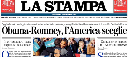 Le prime pagine di martedì 6 novembre 2012