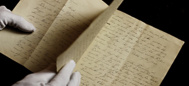 A newly found manuscript of a fairy tale by Hans Christian Andersen which has been located in Odense, pictured in the State Archives in Copenhagen, Denmark Wednesday, Dec. 12, 2012. The story of Ã«The Tallow CandleÃ­ might have been written about 1823, when he was 18 year old. (AP Photo/POLFOTO, Martin Bubandt) DENMARK OUT
