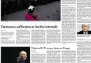 Il titolo di prima pagina dello Herald Tribune sulle dimissioni di Monti