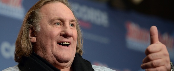 French actor Gerard Depardieu gestures during a photocall for the new Asterix film "Au service de Sa MajestÃ" (God Save Britannia) on October 1, 2012 in Berlin. The film also staring French actress Catherine Deneuve is set to open on October 18, 2012 in the German cinemas. AFP PHOTO / JOHANNES EISELE (Photo credit should read JOHANNES EISELE/AFP/GettyImages)