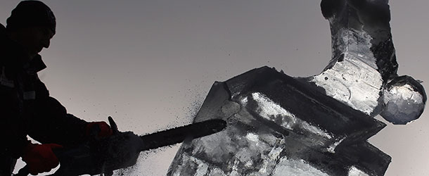 Le sculture di ghiaccio a Londra