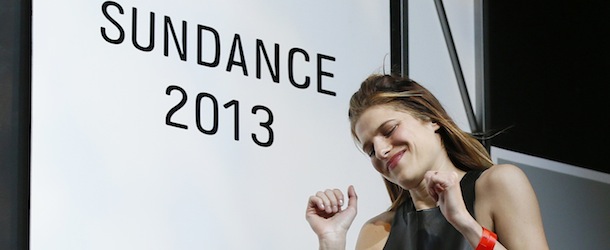 Director, writer and cast member Lake Bell celebrates as she comes on stage to accept her U.S. Dramatic Waldo Salt Screenwriting Award for "In A World..." during the 2013 Sundance Film Festival Awards Ceremony on Saturday, Jan. 26, 2013 in Park City, Utah. (Photo by Danny Moloshok/Invision/AP)