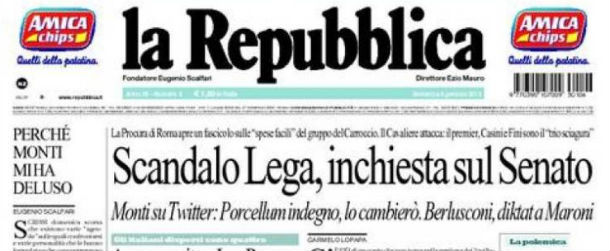 Le prime pagine di domenica 6 gennaio 2013