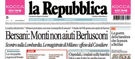 Le prime pagine di giovedì 10 gennaio 2013