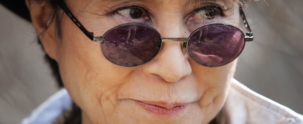 Japanese artist Yoko Ono, widow of Beatles member John Lennon, arrives to dedicate "Wish Tree for Washington, DC" at the Hirshorn Museum's Sculpture Garden as part of "Yoko Ono: Imagine Peace" 02 April 2007 in Washington. The Wish Tree series, which Ono began in the 1990s, encourages the public to become participants in the art-making process by inviting visitors to write wishes on paper and tie them to the tree. AFP PHOTO/Tim SLOAN (Photo credit should read TIM SLOAN/AFP/Getty Images)