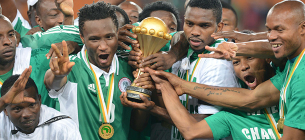 JOHANNESBURG, SOUTH AFRICA - FEBRUARY 10: Nigeria celebrate during the 2013 Orange African Cup of Nations Final match between Nigeria and Burkina Faso from the National Stadium on Februray 10, 2013 in Johannesburg, South Africa. (Photo by Lee Warren / Gallo Images/Getty Images)