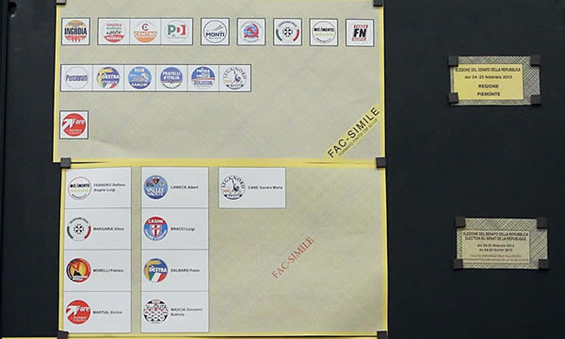 Scheda elettorale Senato - Elezioni 2013