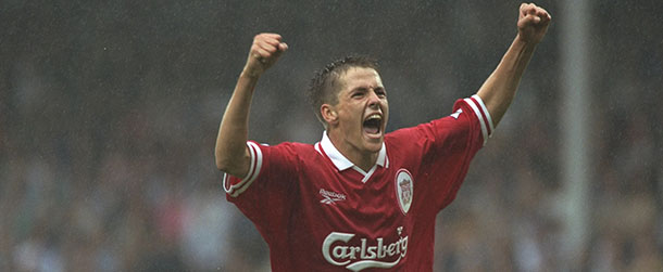 23 Aug 1997: Michael Owen of Liverpool celebrates a goal during the FA Carling Premiership match against B''ackburn Rovers at Ewood Park in Blackburn, England Mandatory Credit: Gary M Prior/Allsport