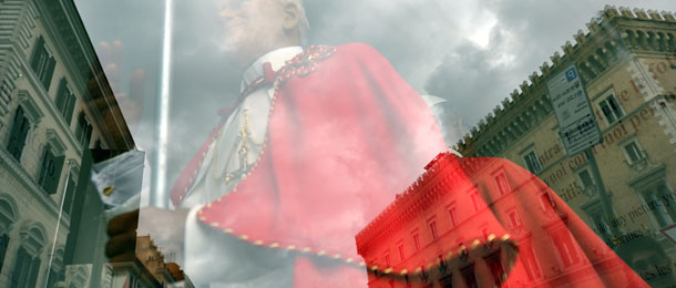 A wax statue of Pope John Paul II is displayed in the window of the Rome wax museum on March 11, 2013 in Rome. Catholic cardinals had a final day of jockeying for position today before shutting themselves into the Sistine Chapel to elect a new pope after Benedict XVI's shock resignation, with an Italian and a Brazilian who both head powerful archdioceses among the top contenders. AFP PHOTO / GABRIEL BOUYS (Photo credit should read GABRIEL BOUYS/AFP/Getty Images)