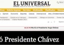 Le homepage venezuelane sulla morte di Hugo Chávez
