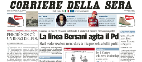 Le prime pagine di lunedì 25 marzo 2013