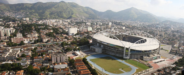 Aerial view of the Joao Havelange Olimpic Stadium in Rio de Janeiro on April 30, 2009. The IOC Committee is in a four-day visit to analyze Rio de Janeiro's 2016 Olympic games candidature. AFP PHOTO/VANDERLEI ALMEIDA (Photo credit should read VANDERLEI ALMEIDA/AFP/Getty Images)