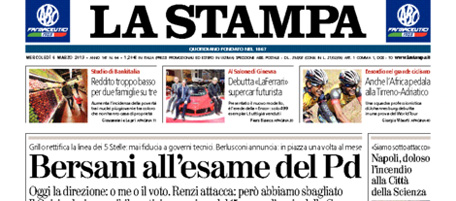 Le prime pagine di mercoledì 6 marzo 2013