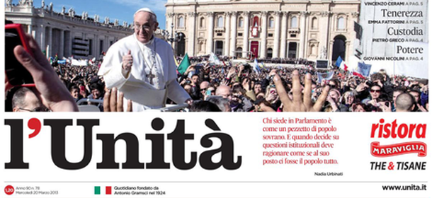 Le prime pagine di mercoledì 20 marzo 2013
