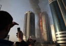Incendio al grattacielo di Grozny, in Cecenia
