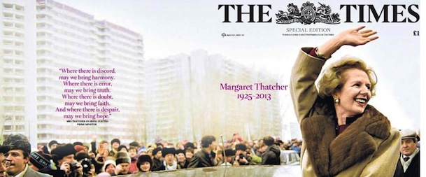 Le prime pagine britanniche su Margaret Thatcher