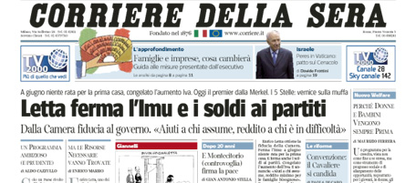 Le prime pagine di martedì 30 aprile 2013