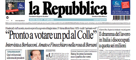Le prime pagine di venerdì 12 aprile 2013