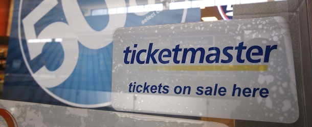 Ticketmaster advertisement posted in a Ticketmaster box office in San Jose, Calif., Monday, 11, 2009. (AP Photo/Paul Sakuma)