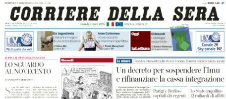 Le prime pagine di domenica 5 maggio 2013