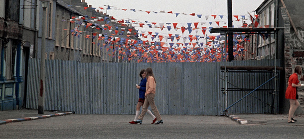 Street decorations on Protestant side of the Crumlin Road area of the city in Belfast, Northern Ireland in July 1970. (AP Photo/Peter Kemp)